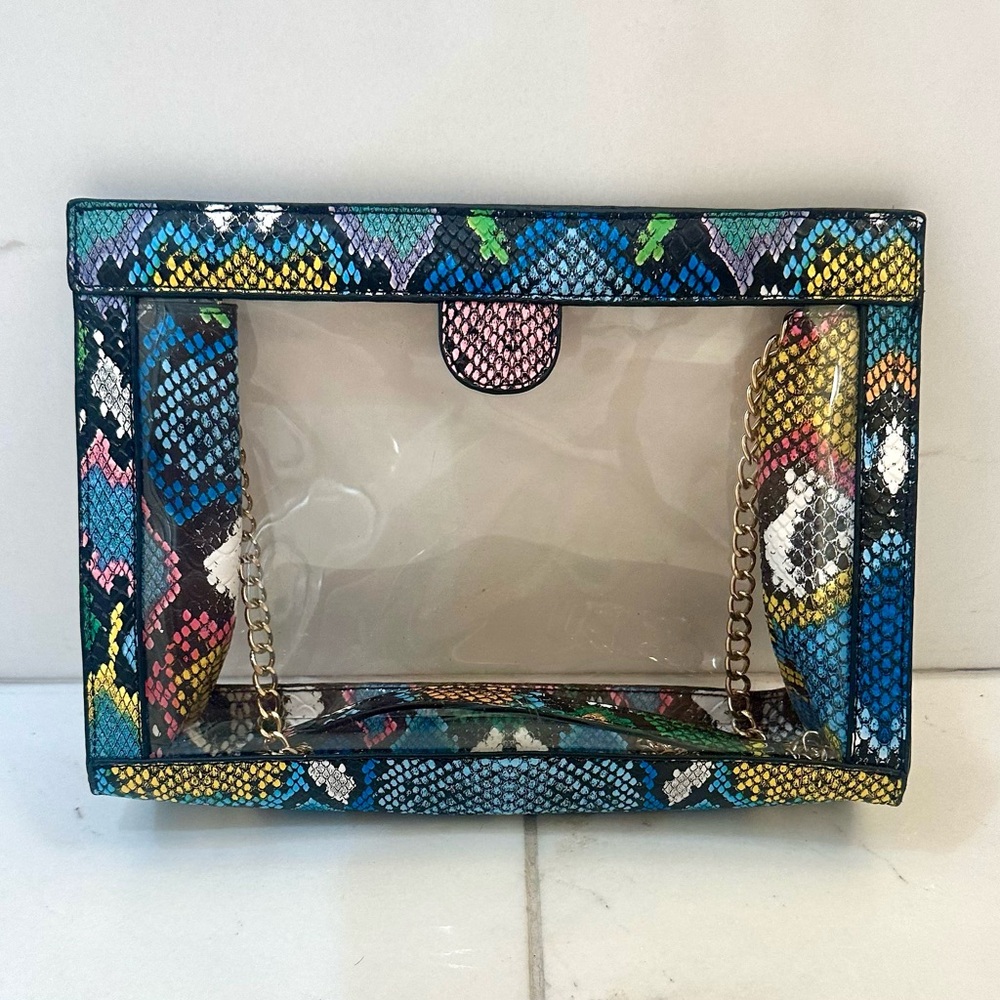 Multicolor Snakeskin Pattern Clear Bag